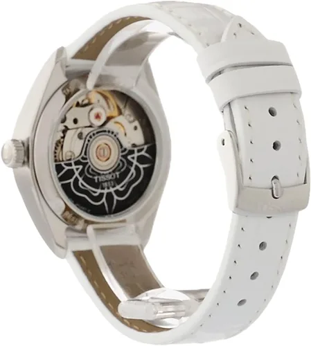 Vista 5 de Tissot Reloj automático suizo PR 100 para mujer, blanco, cuero, 16 (T1012071611600), Nácar, Reloj automático
