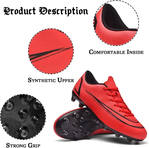 Vista 3 de ASOCO DREAM Zapatos de fútbol para hombre, zapatos de fútbol de suelo firme, zapatos de fútbol profesionales de caña baja, zapatos de fútbol