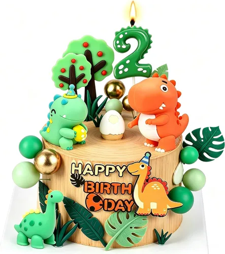 Vista 9 de 26Pcs Dinosaur Cake Topper Dinosaur Birthday Cake Decorations Reusable Dinosaur for All Ages