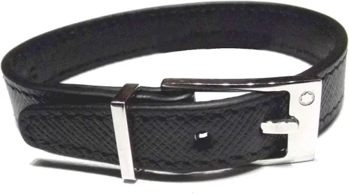 Vista 5 de Montblanc 11291663 - Pulsera de piel sartorial negra 63, M, Acero inoxidable