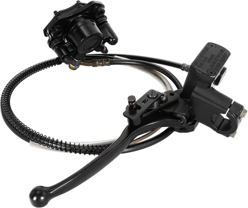 Vista 5 de RUTU Pinza de Cilindro Maestro de Freno Mano Izquierda Trasera Kit de Freno para Mini Bicicleta, Manguera de Freno de 53", Pastillas de Freno Disco