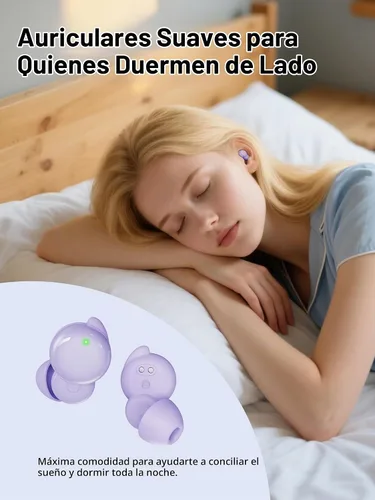 Vista 8 de Auriculares para dormir, audífonos para dormir de lado, pequeños auriculares invisibles para dormir, cómodos bloqueo de ruido, auriculares