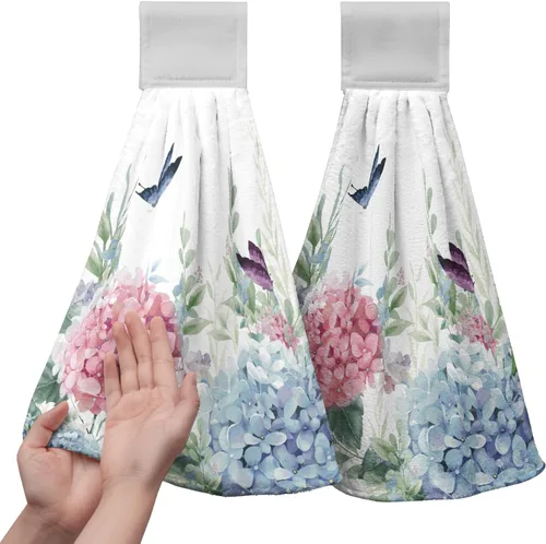 Vista 16 de Honey Bee - Juego de 2 toallas colgantes de cocina de verano con lunares y lazo para colgar, toallas de cocina de granja amarillas, suaves
