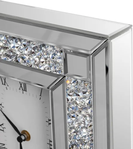 Vista 7 de SHYFOY Reloj de escritorio con espejo, reloj de mesa silencioso de lujo Plata