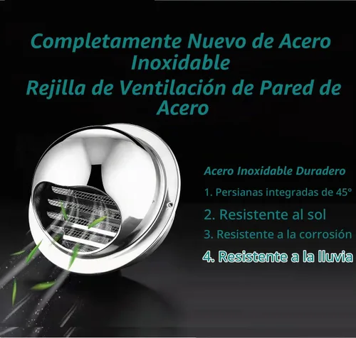 Vista 3 de Cubierta de ventilación de pared de 4 pulgadas Allvent, rejilla de escape redonda de acero inoxidable, salida de ventilación de aire de pared