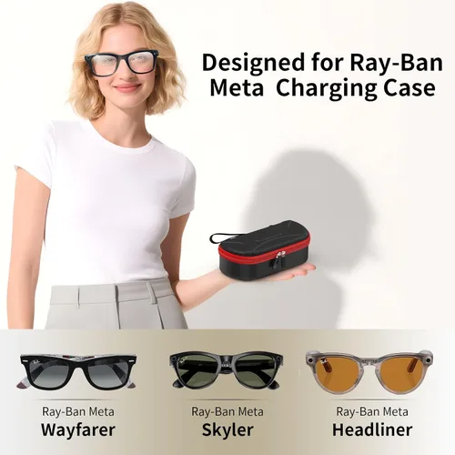 Vista 3 de LUOKE Estuche rígido de transporte para Ray-Ban Meta WayfarerSkylerHeadliner caja de carga con accesorios para gafas inteligentes RayBan