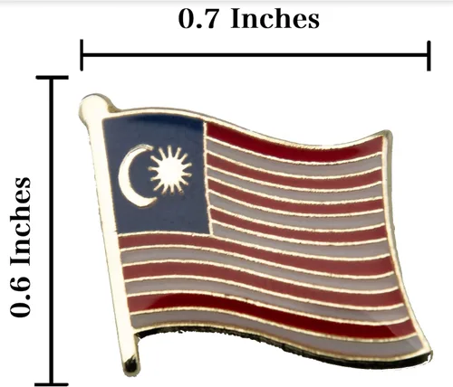 Vista 3 de Parche bordado de banderas nacionales de Malasia coser para bolsos, alfileres de solapa banderas de Malasia, recuerdo de viaje mundial NO.004A