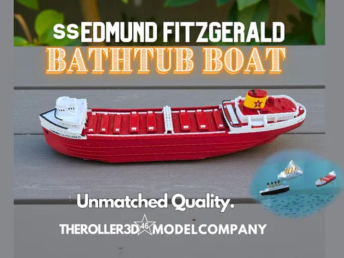 Vista 9 de TheRoller3d Edmund Fitzgerald - Modelo flotante para bañera y piscina, regalos RMS Titanic
