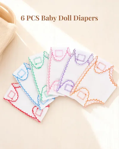 Vista 6 de Babeside - Pañales para muñecas de bebé, 6 pañales reutilizables para muñecas de bebé de 12 a 15 pulgadas Accesorios lavables para muñecas de bebé