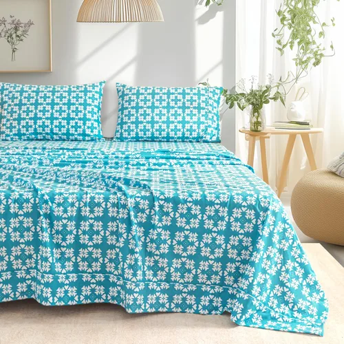 Vista 3 de Ramesses Juego de sábanas King de franela de microfibra estampada de poliéster, resistente a las manchas, suave y duradera, ropa de cama de 4 piezas