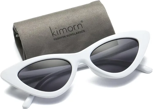 Vista 2 de kimorn Gafas de sol de ojo de gato para mujer, gafas de sol Kurt Cobain Retro K0566 (blanco y negro)