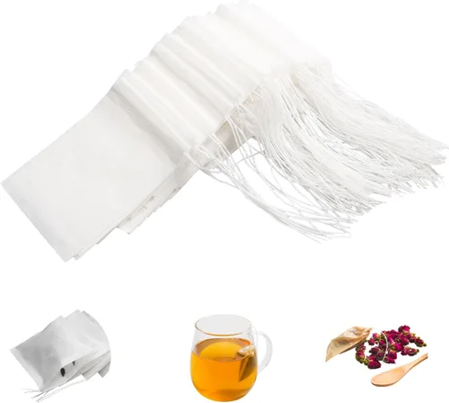Vista 9 de Eketirry 100 bolsas de té desechables para té suelto, pequeña bolsa de té vacía con material de pulpa de madera, bolsa de filtro de té sin blanquear