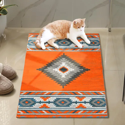 Vista 42 de YHSF South West - alfombra nativa americana del suroeste, fácil de limpiar, gruesa, suave y duradera, alfombra tribal inspirada en indios americanos
