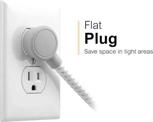 Vista 4 de GE SurGE - Tira de alimentación protectora, cable de extensión trenzado de 6 pies, extensor de 6 salidas (amplio espaciado), 490 julios, enchufe