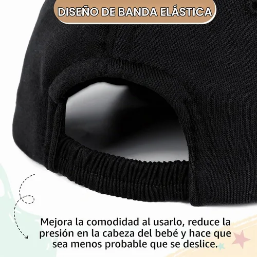 Vista 3 de Durio Gorra de béisbol para bebé, UPF 50+, con espalda elástica, 0-12 meses Un negro
