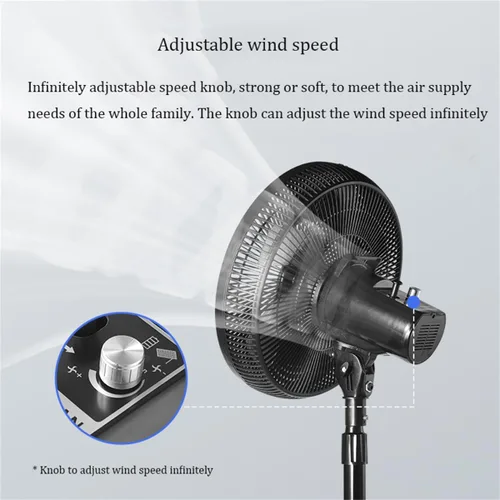 Vista 3 de Ventilador de pie oscilante solar, ventilador móvil recargable de 15600 mAh con panel solar, altura ajustable, ventiladores solares para el hogar