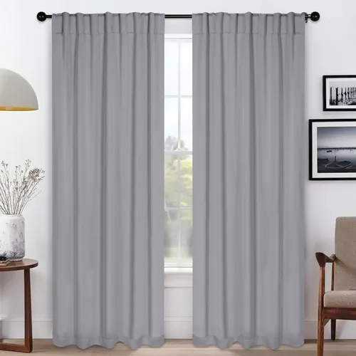 Vista 23 de BLUENILEMILLS Paneles de cortinas opacas para oscurecer la habitación con bolsillo para barra/pestañas traseras, cortinas perfectas para ventanas