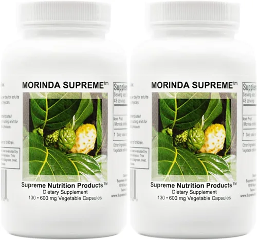 Vista 3 de Supreme Nutrition Morinda Supreme, 130 cápsulas enteras de fruta Noni
