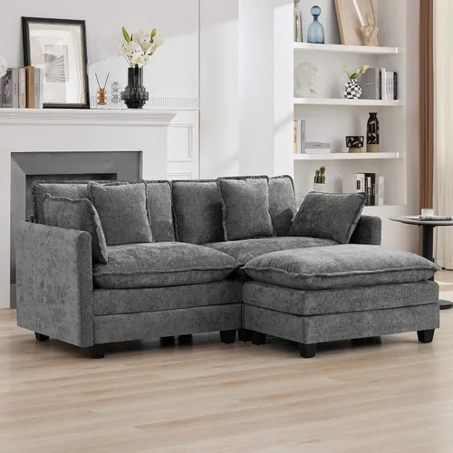 Vista 73 de Sofá modular en forma de nube de 113 pulgadas, sofás de asiento profundo de gran tamaño para sala de estar, sofá modular tapizado de chenilla