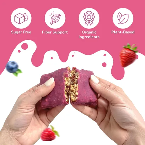 Vista 5 de Rawmantic Mixed Berry Vegan Protein Bars (12 Bars x 60g) – Mixed Berries, Pea Protein powder, Sunflower Seeds, Pitaya Passion Fruit Powder & More