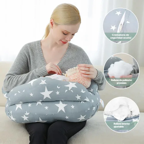 Vista 4 de Chilling Home Almohada de lactancia para lactancia, almohada de lactancia ajustable, almohada de lactancia materna, alimentación con biberón
