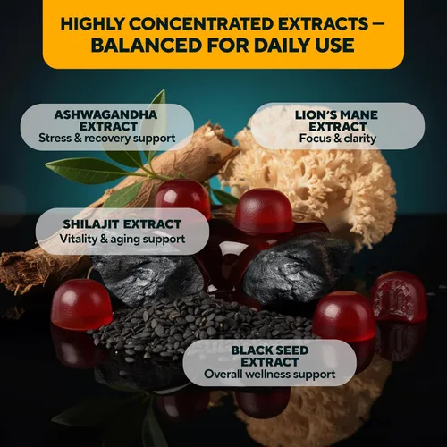 Vista 3 de VitaUp Gomitas Shilajit del Himalaya para hombres y mujeres – Gomitas Shilajit sin azúcar con ácido fúlvico – Energía pura, inmune y apoyo al