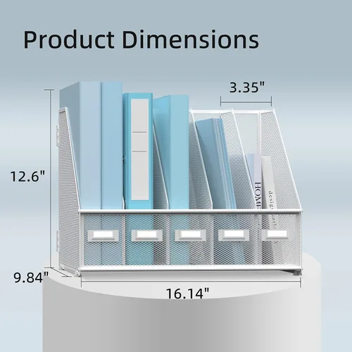 Vista 2 de SUPEASY Bundle Rack - Organizador de archivos y mini portalápices de 9 rejillas, color rosa