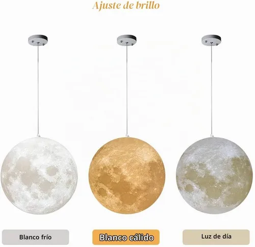 Vista 2 de MQ Lámpara colgante de luna de 10 pulgadas con control remoto, brillo ajustable de 3000 K-6500 K, luz de techo de impresión 3D para el hogar