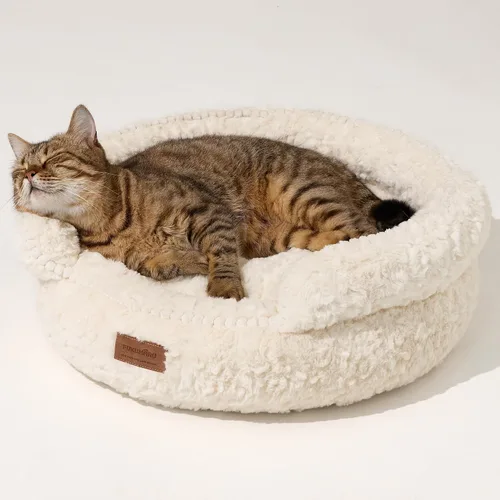 Vista 10 de FUKUMARU Cama para gatos de interior, cama para perros pequeños, lavable Marrón