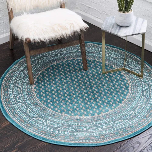 Vista 23 de Unique Loom Williamsburg Collection - Alfombra tradicional con borde central de puntos, alfombra de pasillo de 2 pies 9 pulgadas x 9 pies 10 Beige