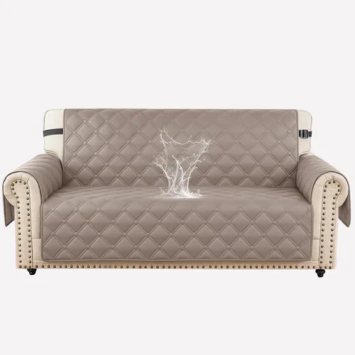 Vista 27 de XINEAGE Funda impermeable para sillón, funda para sofá de 1 plaza con correas elásticas y bolsillos, triple protección antideslizante, lavable