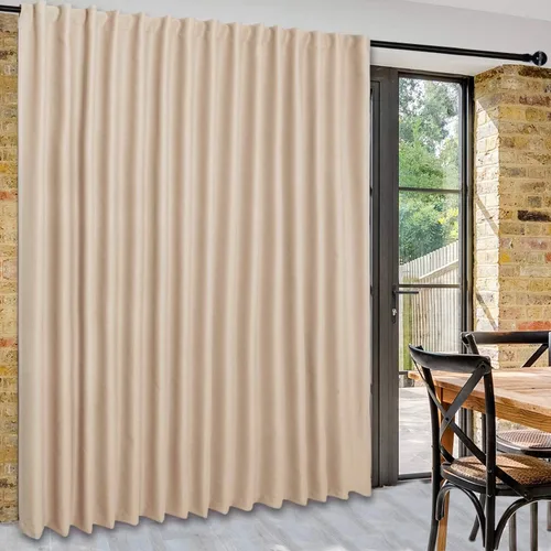Vista 22 de DWCN Cortina opaca divisora de privacidad para puerta corrediza de patio, cortinas térmicas extra anchas con pestaña trasera y bolsillo para barra