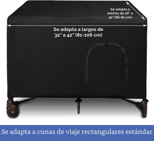 Vista 5 de Funda opaca para cuna Pack N Play, funda de cuna de viaje, funda de red transpirable para interiores o exteriores, tienda de campaña opaca elástica