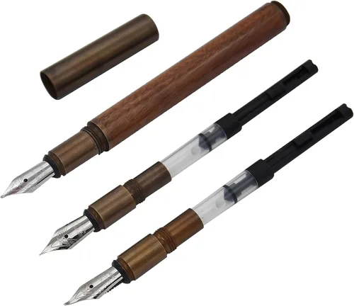 Vista 9 de Pluma estilográfica de madera hecha a mano, párrafo corto (4.528 in), bolígrafo de viaje de bolsillo, bolígrafo de negocios, pluma de caligrafía