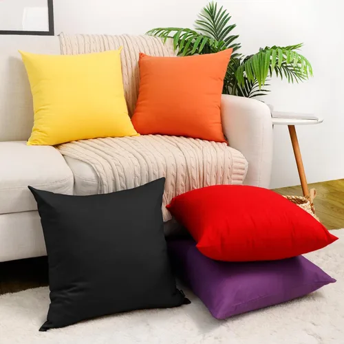 Vista 3 de Coddsmz Paquete de 4 fundas decorativas de 100% algodón para cojín cuadrado, funda de almohada de color liso para bricolaje, para sofá y dormitorio