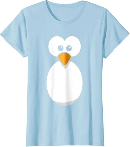 Vista 22 de Camiseta divertida con diseño de cara de pingüino o disfraz fácil, color negro, talla S