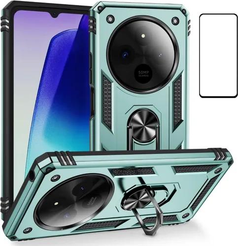 Vista 38 de Funda para Xiaomi POCO X3 NFC /X3 Pro con protector de pantalla, armadura de protección militar híbrida resistente a prueba de golpes, funda Negro