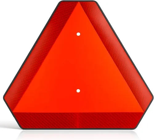 Vista 6 de Señal de seguridad del vehículo de movimiento lento, señal triangular de vehículo de movimiento lento, aluminio de 14 x 16 pulgadas, reflectante