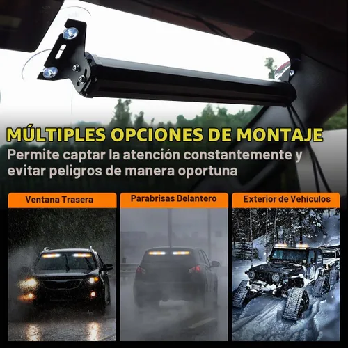 Vista 6 de Barra de Luces de Asesor de Tráfico 2x17.7" con Controlador de Pantalla Digital Parabrisas LED Visera Estroboscópica de Emergencia Luces ámbar blanco