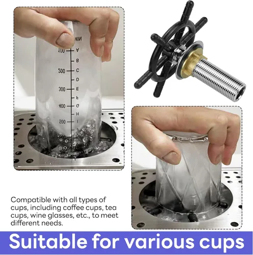 Vista 7 de Enjuagador de vidrio automático para lavadoras de vasos - Enjuagador de barra de acero inoxidable Enjuagador comercial para tazas de café de vidrio
