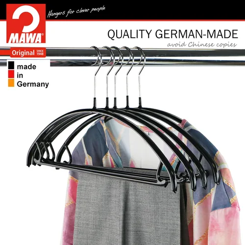 Vista 3 de MAWA Reston Lloyd Euro Series - Percha antideslizante con barra y ganchos para pantalones y faldas, estilo 42/U, juego de 2, color negro