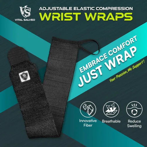 Vista 2 de Vital Salveo - Correas de muñeca ajustables con diseño de ambas manos, soporte de muñeca, elástico transpirable para esguinces de muñeca