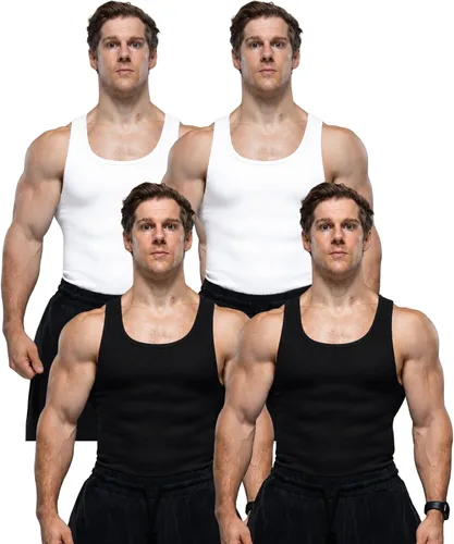 Vista 7 de Ekkovision Lifestyle Beaters, camisetas sin mangas para hombre, algodón y elastano, ajuste regular, tela acanalada
