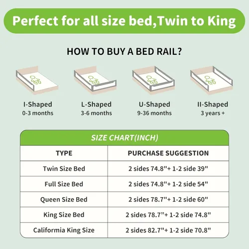 Vista 3 de yulongtengfei Protector de riel de cama para niños pequeños, riel de cama de bebé de altura ajustable, rieles de seguridad para niños