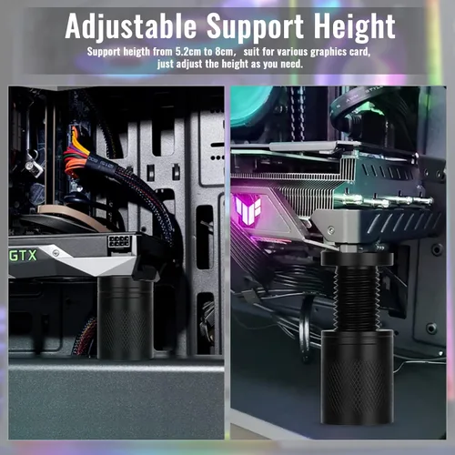 Vista 4 de Jeymei - Soporte para tarjeta gráfica pequeña, color negro (M, 2-3.15 pulgadas) GPU Anti Sag Bracket GPU Sag Graphics Card Holder,Heavy-Duty GPU