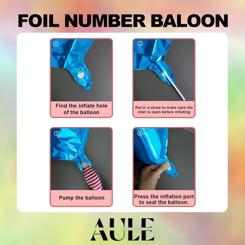 Vista 6 de AULE Globos grandes de 40 pulgadas con números 0 azules, globos grandes de números de aluminio, decoraciones de fiesta de cumpleaños de helio