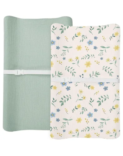 Vista 19 de Juego de 2 fundas para cambiador para bebé niño y niña, fundas de muselina para cambiador con estilo bohemio, ropa de cama neutra para guardería