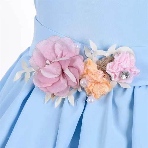 Vista 5 de Cosplay Life Vestido floral para niñas y adultos jóvenes a la moda, cintura de flores, vestido de fiesta para niños, vestido de festival de 2 a 6