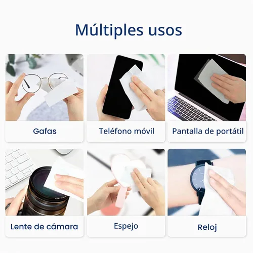 Vista 6 de Toallitas para lentes de 70 quilates con caja, prehumedecidas, para Toallitas para lentes envueltas individuales, limpiadores de lentes, toallitas