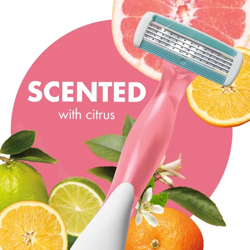 Vista 3 de BIC Soleil Escape - Maquinillas de afeitar desechables perfumadas para mujer, 4 cuchillas, afeitado cómodo, mango con aroma cítrico para mujer, 4
